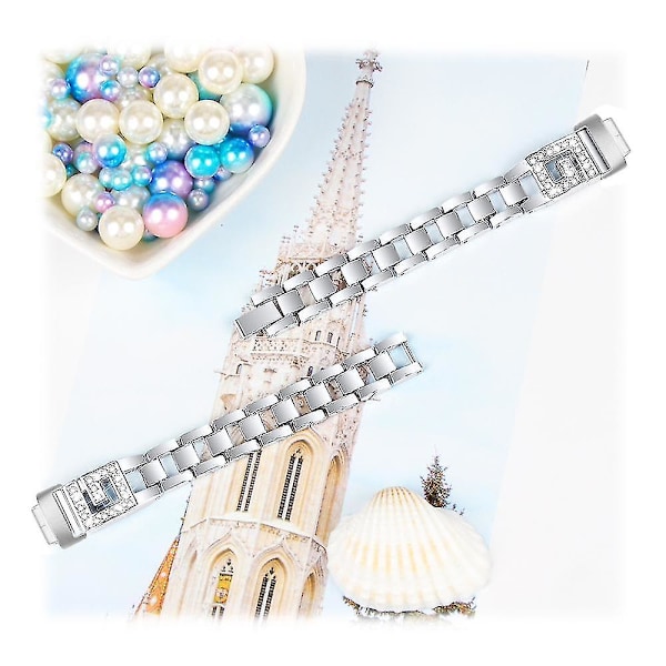 For Fitbit Inspire 3 G-form Rhinestone Dekor Metall Armbånd Erstatning Klokkereim Silver, Silver Style C Fitbit Inspire 3
