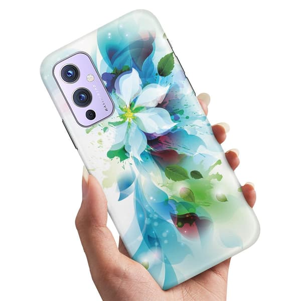 OnePlus 9 Deksel Blooms Hvit Lær Telefondeksel[D]