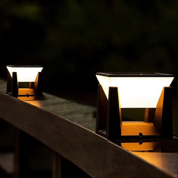 Moderne utendørs solcelle stolpelys LED Solcelle søylelys Vanntett gjerde dekk cap lampe landskap kolonnebelysning[D] As Shown