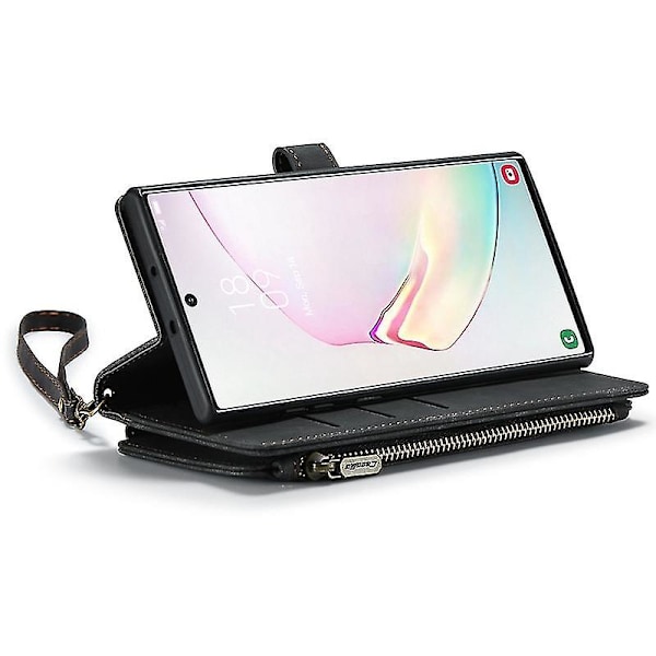 For Caseme Samsung Note10 Plus 4G/5G C30-serien Ny blixtlåsfodral i läder Röd