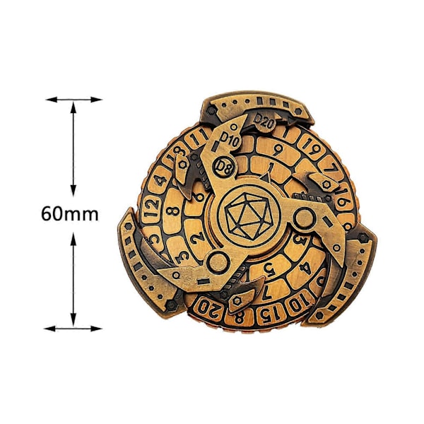 7-i-1 Metal Terning Fidget Spinner Bærbar Vintage Kraftig Zinklegering Fingerspids Gyro Kompas Terning RPG Brætspil Rekvisit Fødselsdagsgave[D] Golden