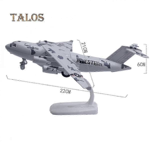 TH Transportfly Pull-back Lys Lyd Flymodel Uddannelseslegetøj[D] grey
