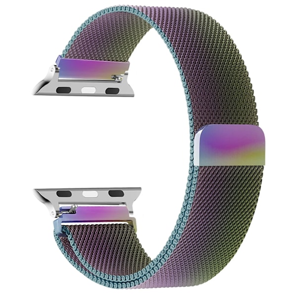 Milanese loop-rem för Apple Watch-band 44 mm 40 mm 45 mm 49 mm 41 mm 38 mm 42 mm 44 mm Armband iwatch Series 9 3 6 5 SE 7 8 Ultra 2 regnbåge rainbow 38mm 40mm 41mm