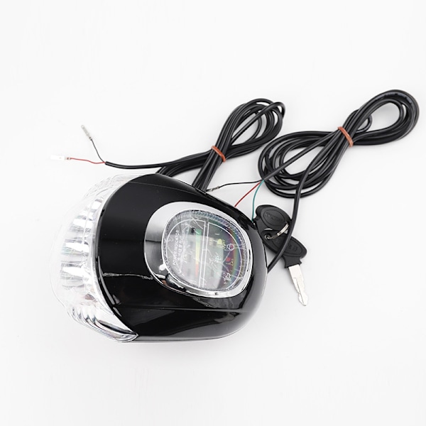 60V Angel Eyes LCD Lyshastighedsdisplay Batteri Horn Spotlight Forlygtekontakt Nøgle Harley [kk] Black