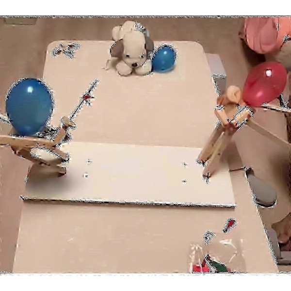 Ballong Bambu Man Strid, 2024 Nya Handgjorda Träfäktningsdockor, Trärobotar Stridsspel För 2 Spelare, Snabbt Ballongslagsmål Partyspel