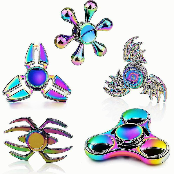 Regnbågsfärgad metall finger spinner kullager spinner leksak vuxenleksaker för barn elektropläterad hybrid kullager fidget spinner roliga leksaker[D] A