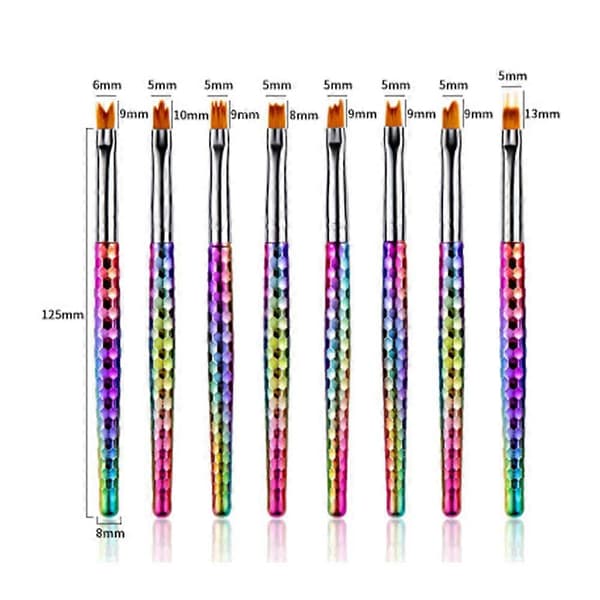 8-delars borstset för nageldesign, DIY-borstpenna UV-gel, gradientborste nagelakryl [D]
