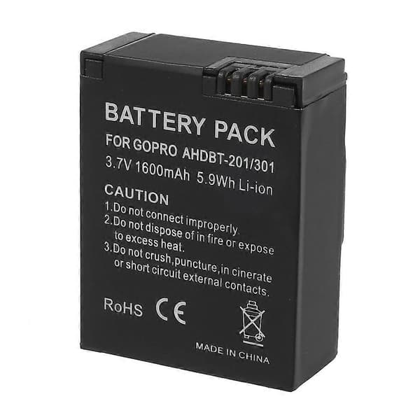 1600mAh AHDBT-201 AHDBT-301 Batterierstatning for GoPro Hero 3 3+ (D)