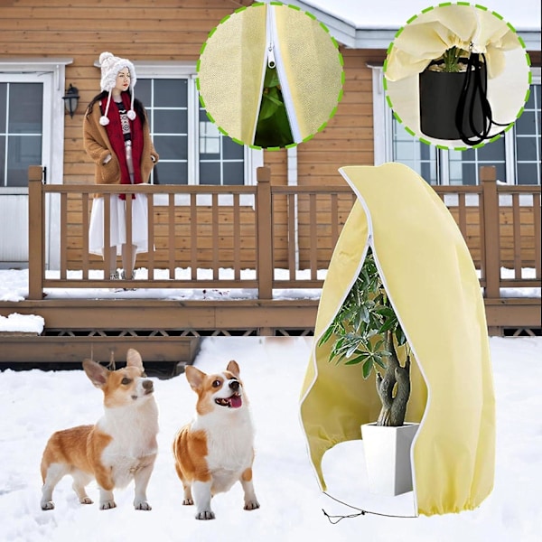 Vinterbeskyttelse til planter plantebeskyttelse vinter vintertelt med lynlås og snøre frostbeskyttelse plantehætte vinter 80 x 100 cm 1 stk