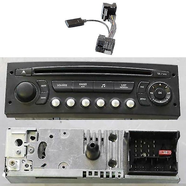 Bilstereo Bluetooth 5.0 Mottagare Aux Adapter för Peugeot Citroen C2 C5 Rd45 Rd4 Radiomodul Bluetooth Aux Kabel Black