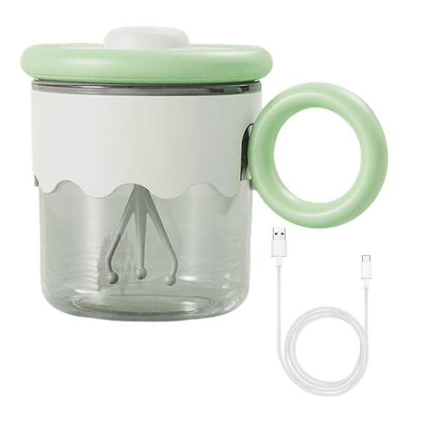 Selvrørende Kaffekopp Elektrisk Mikserkopp 400ml USB Oppladbar Automatisk Blandingsglass Tumbler med Lokk og Håndtak for Hjemmekontor Reise [D] Green