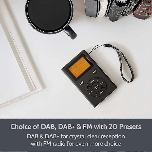 Bærbar DAB/DAB+/FM-radio, Oppladbar Batteridrevet Bærbar DAB-radio Lommedigitalradio