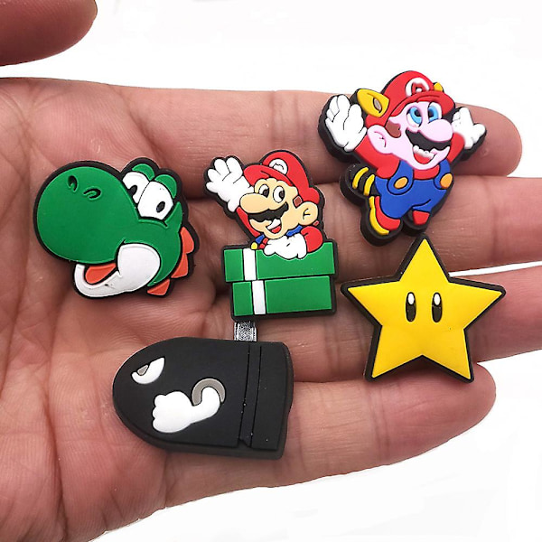 27 st Super Mario Bros-tema Crocs-sko dekorationer Charms DIY Clog Sandaler Pins Skor Tillbehör Set Gåvor