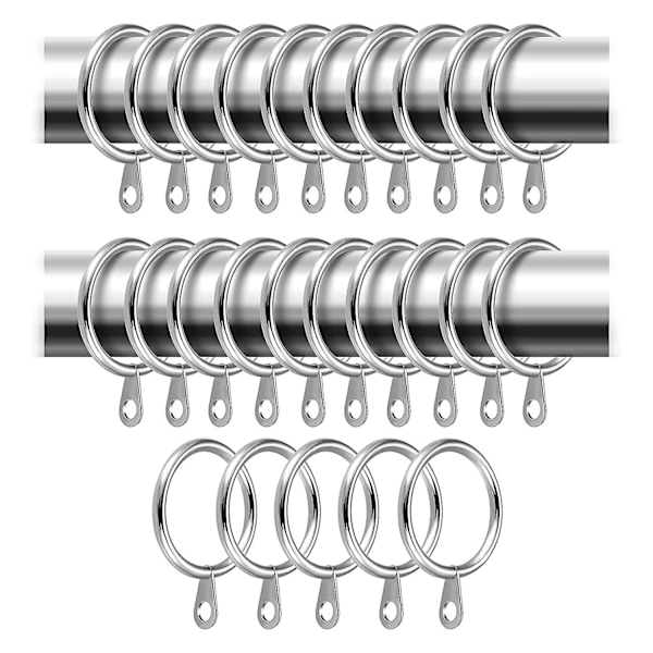24 kpl Metalliset verhorenkaat, 30 mm sisähalkaisija verhotangoille, -tankoille ja -kankaille[D] Silver