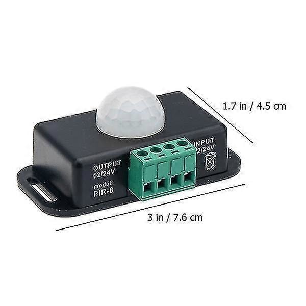 2 stk. Infrarød sensor 12-24v Bevegelsessensor Pir Kontroller Timer Lysbryter[D] Black