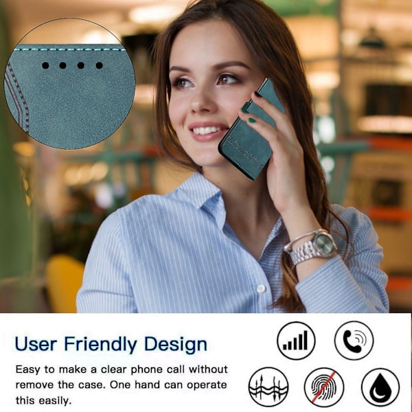 Læder Magnetisk Lukning Etui med Flip Wallet Støttefunktion Cover til [D] Green Samsung Galaxy A6 2018