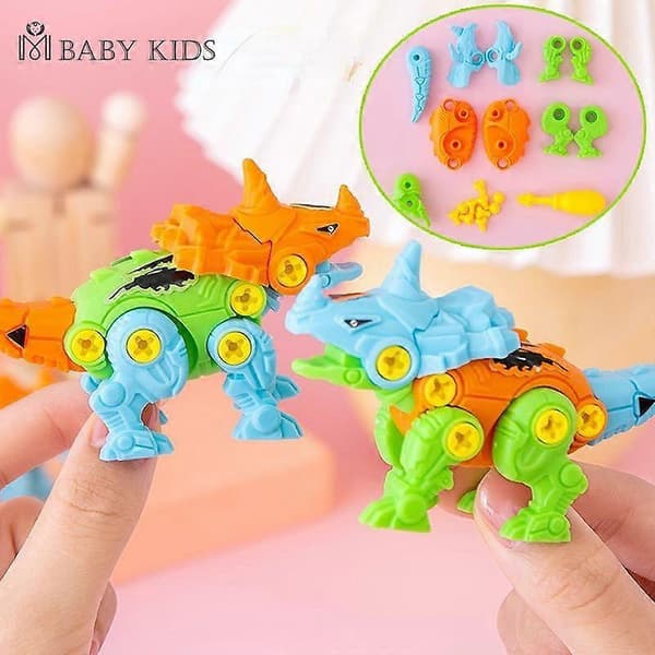 Barn DIY Puslespill Montert Dinosaurmodell Transformasjonsleker Barn Gutter Jente Gaveeske for 3-6 år[D] random 1 pcs