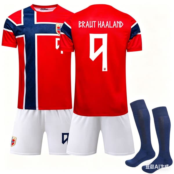 VM Norge hjemmefodboldtrøje, nummer 9 Haaland trøje, til voksne og børn. (D) #10 Odegaard M