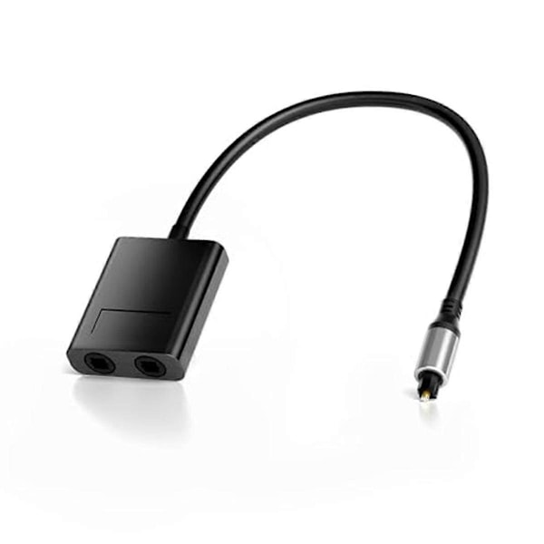 2 Ports Toslink Splitter, Optisk Fiber Lydsplitter 1 ind 2 ud Støtter LPcm2.0, Digital, DTS 5.1 fo Black