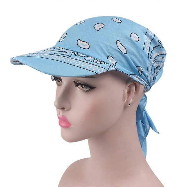 Dame blomstertrykk Bandana-lue Pustende Lett Retro Uformell Hodeplagg (D) Light blue