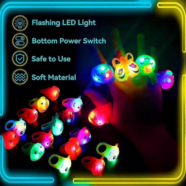24-pak LED Glow Ringe - Bumpy Lysende Festartikler til Børnefødselsdage og Belønninger i Klasseværelset i [D]