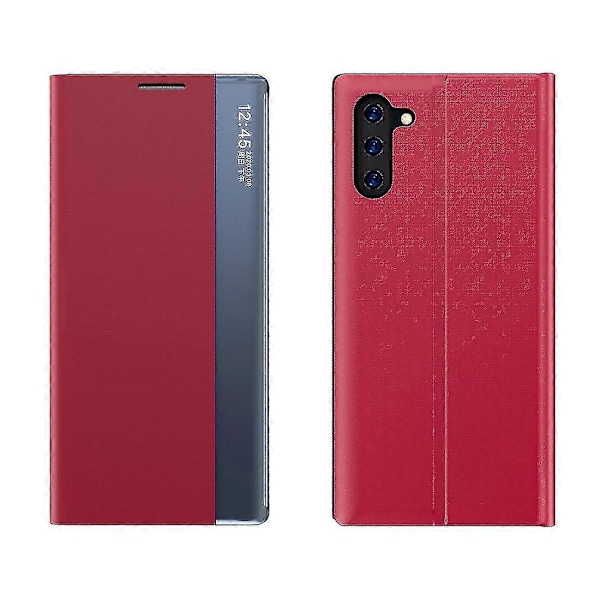 Til Galaxy Note 10 Plus Side Display Magnetisk Horisontal Flip Almindelig Struktur Klud + PC-etui Med & Til Galaxy Note 10 Plus Red