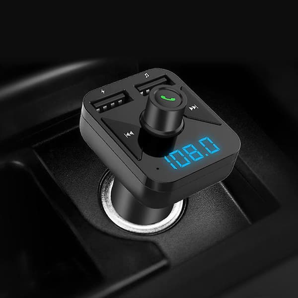 MP3 Musikafspiller FM Transmitter Bluetooth Trådløs Dobbelt USB Output Biloplader[D] Black