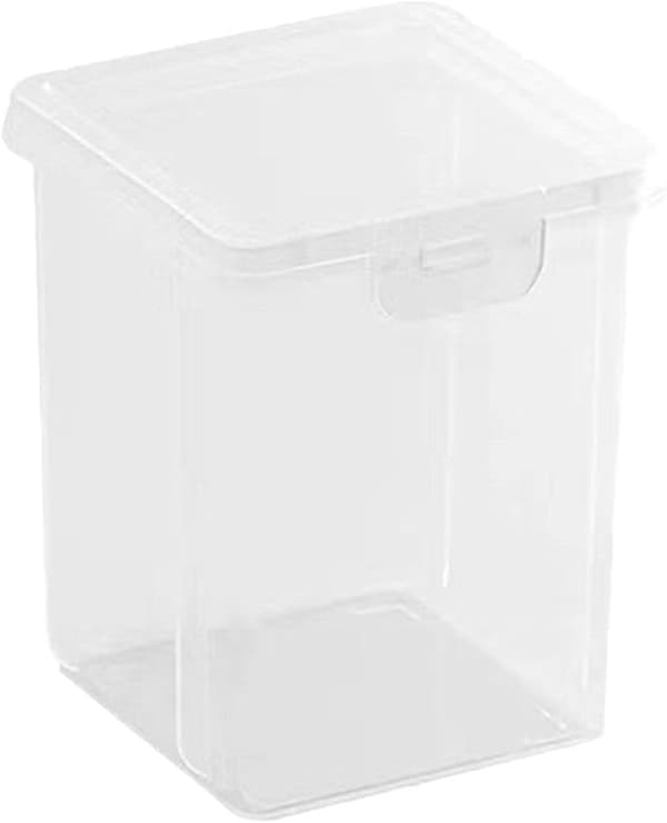 Vatpind opbevaringsboks med låg, makeup organizer | Klar beholder til vatpinde (D)