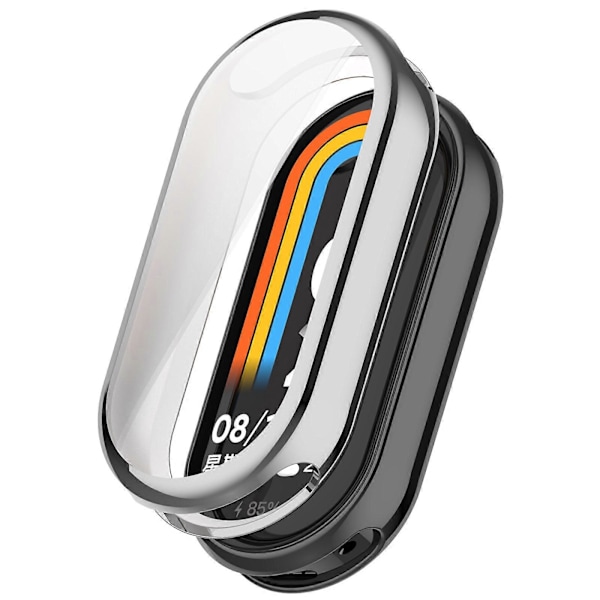 For Xiaomi Smart Band 8/Mi Band 9/9 NFC Elektroplettert Full Beskyttelsesdeksel TPU Klokkeramme Etui[D] Silver
