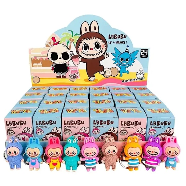 Rabu Blind Box Nyckelring 12/24st Kawaii Rabu Tecknade Figurer Mystisk Låda Rumsdekorationer Flicka Leksak Skolväska Hänge Gåva(D) color Blind Box 12pcs