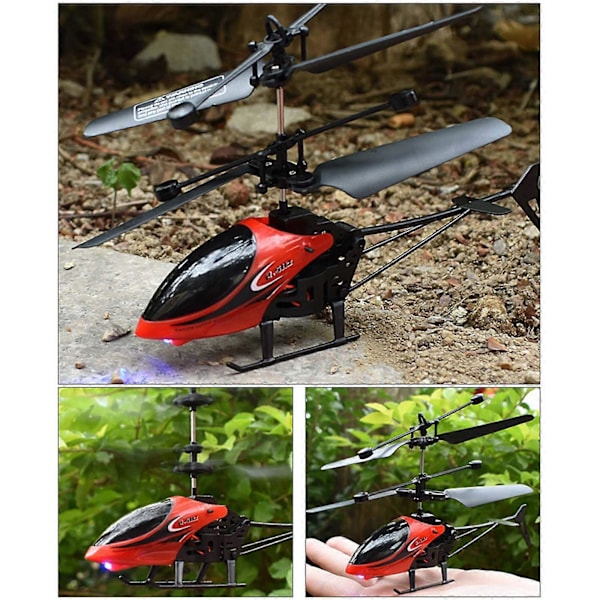 RC Helikopterdrönare med Ljus Elektrisk Flygande Leksak Radio Fjärrkontroll Flygplan Inomhus Utomhus Spel Modell Present Leksak[D] Red