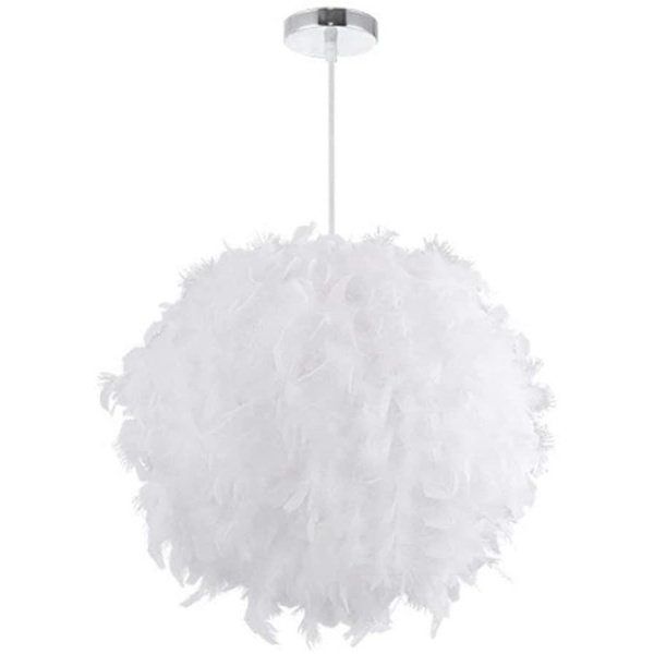 Fjærlysestake E27, 30 cm Personlig Lys Luksus Stue Varmt Lys Romantisk Soverom Badminton Ball Belysning 40W Hvit