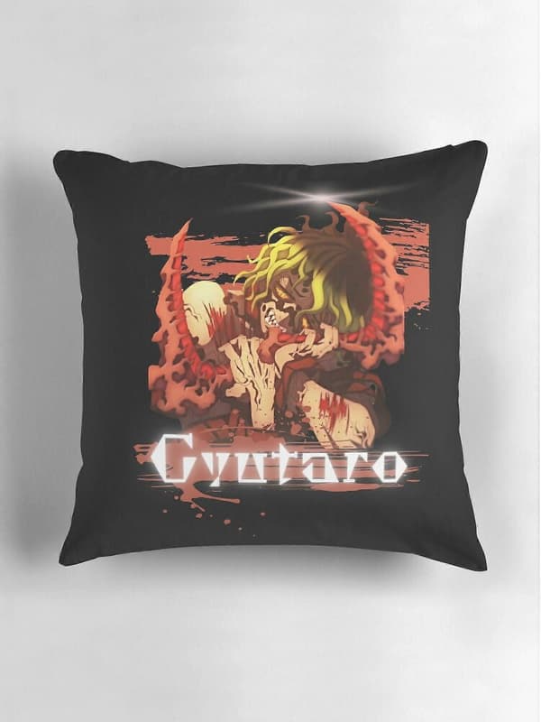 ANGO Gyutaro Demon Slayer Anime Design Prydnadskuddar Örngott Kuddfodral Soffa 40x40 cm Två Sid[D]