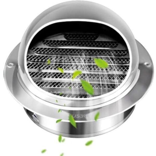 100 mm rund ventilationsrist til emhætte, rund hætte i 304 rustfrit stål med net 0.05