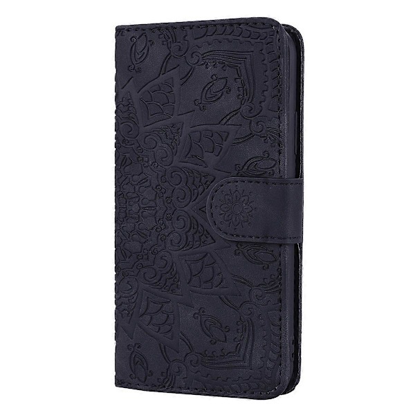 Imprint Mandala Blomma Stativ Plånbok Läderfodral Skal Cover för Samsung Galaxy A50/A50s/A30s