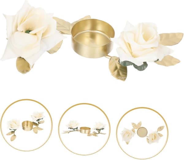 Bryllupslysestake Telysestake Duftlysestake Bryllupsblomster Bukettholder Gullfarget Lysestake Stativ Krans Lysring [D]