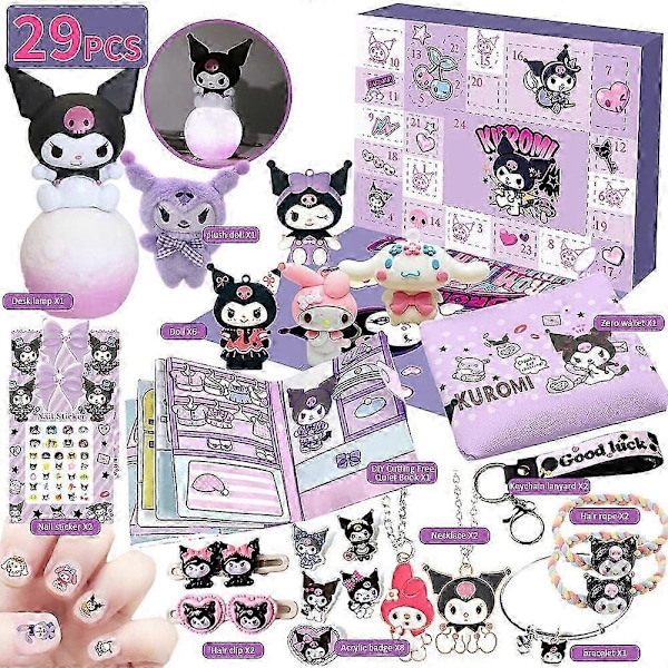 Julekalender Nedtelling 2024 Kuromi My Melody Cinnamoroll Sanrio Leketilbehør Jenter Kalendergaver