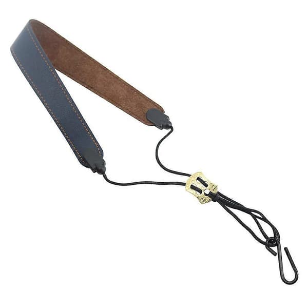 Justerbar saksofonhalsreim PU-lær saksofonreim metallkrok for tenor/sopran/altsaksofoner[D]