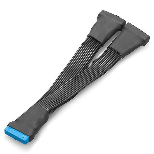 2 st Moderkort USB 3.0 19-stifts Header 1 till 2 Förlängningsdelare Kabel, 12 cm 19-stifts Intern FörlängningEndast en kabel ingår