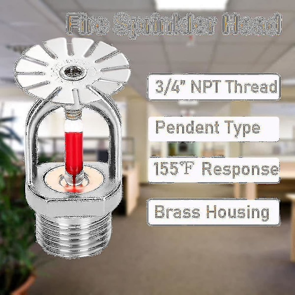 5-pack Brandsprinklerhuvud 3/4 tum Hängande Typ 155 Vattenspray Nedåt 68 Mässing Sprinklerhuvuden 3/4\" NPT