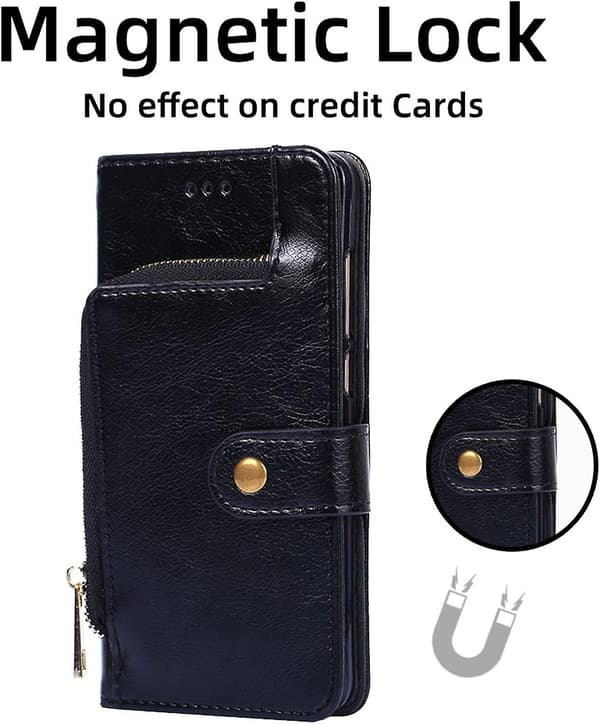 iPhone 14 Læder Flip Wallet Etui med Kæde, Støttefod og Magnetisk Lås[D]