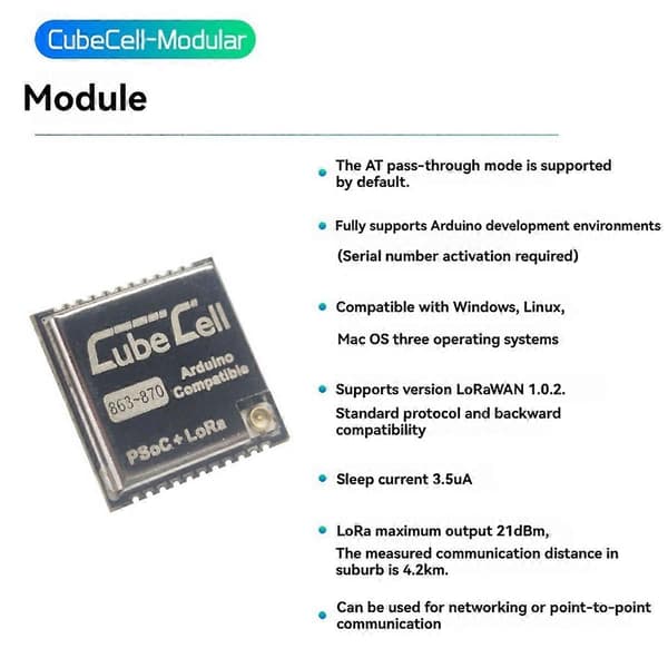 Cubecell Series LoRa Node Modul med SX1262 og ASR6502 Chip Support til og LoRaWAN Protokol Kommunikation[D] As Shown
