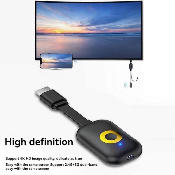 4K Trådløs Skjerm Projektor Videomottaker Skjermspeiling Trådløs 2.4G/5G 1080P Wifi Display Adapter