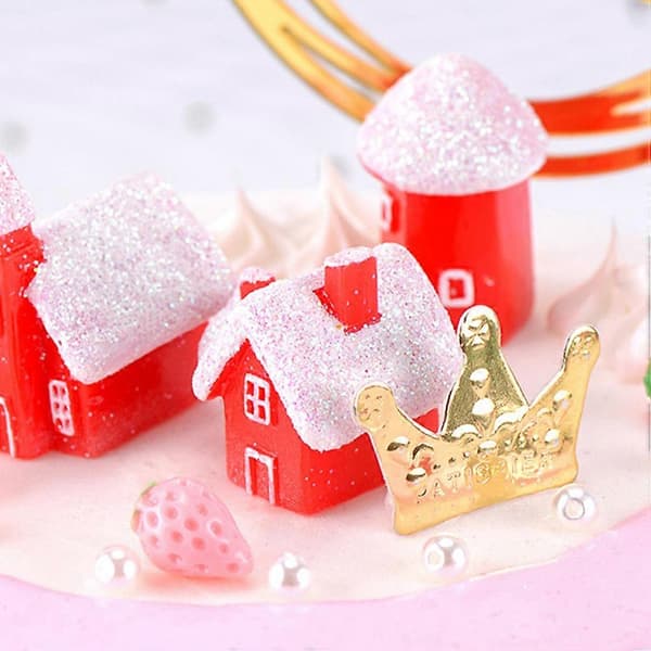 Mini Hus Dekor Bedårende Julebordsdekorasjon Hjemmedekorasjon Elegant Design 4x3x3cm 8 stk [D]
