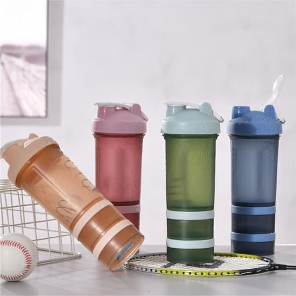 3-roms shaker for proteinpulver, vann og kroppsbygging (Oransje) Noir Élastomère