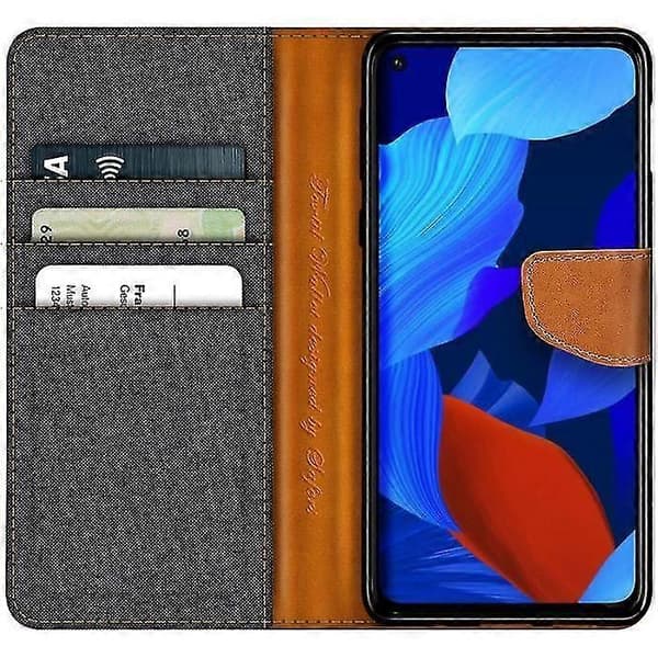 Huawei Nova 5T Cover Tekstureret Fiber Sort[D]