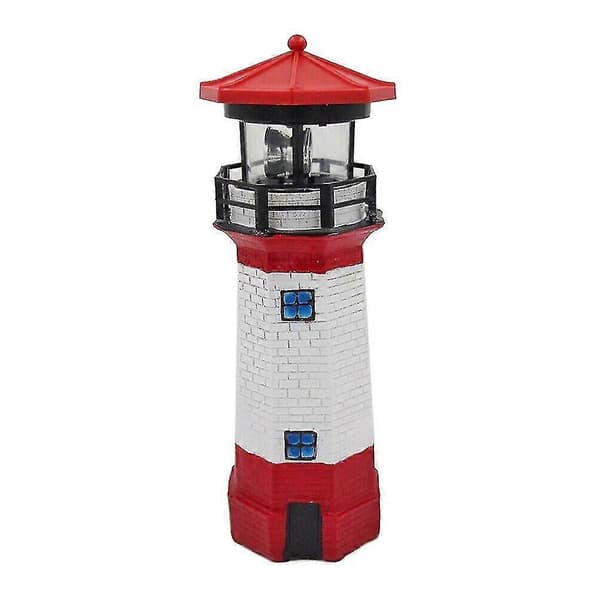 LED Solar Fyr Sensor Beacon Roterende Lampe Statue til Udendørs Have [D] Red
