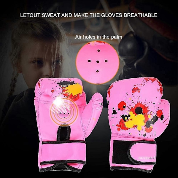 Barnboxhandskar, Punchinghandskar för barn, Mini Boxhandskar Junior för pojkar flickor, Träningshandskar för boxning[D] Pink