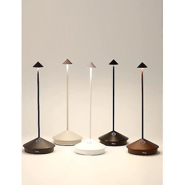 Zafferano Pina Pro - Dimbar LED-bordslampa i aluminium, IP54-skydd, för inomhus-/utomhusbruk, bas med stickkontakt, H29cm, EU-kontakt - Corten - Brunnar