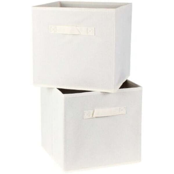 Vit non-woven förvaringslåda 27 x 27 x 28 cm - Set om 2（D）